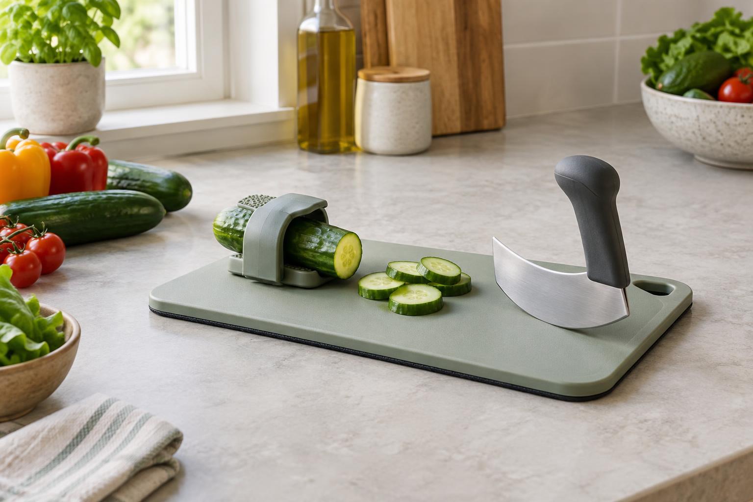 Kitchen Preparation Aids: Choosing a Cutting Board with a Food Holder and a Rocker Knife