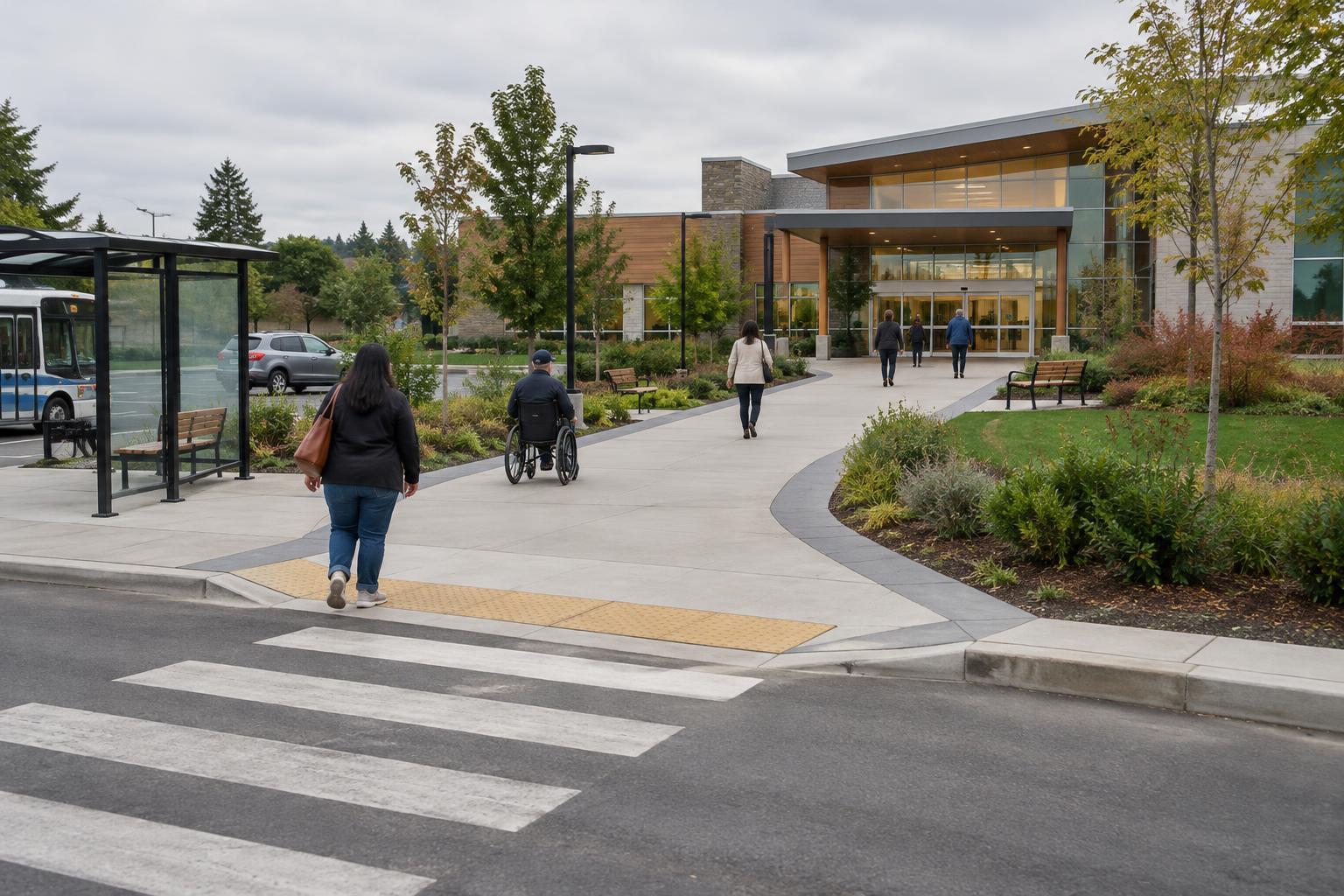 Designing an Accessible Route from Parking or Transit to the Entrance